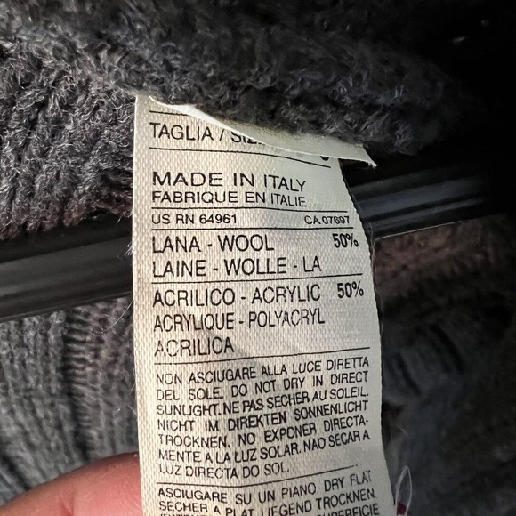 United Colors of Benetton Sweater Wool Blend Cardigan Open Front Gray S Ribbed - Picture 7 of 7